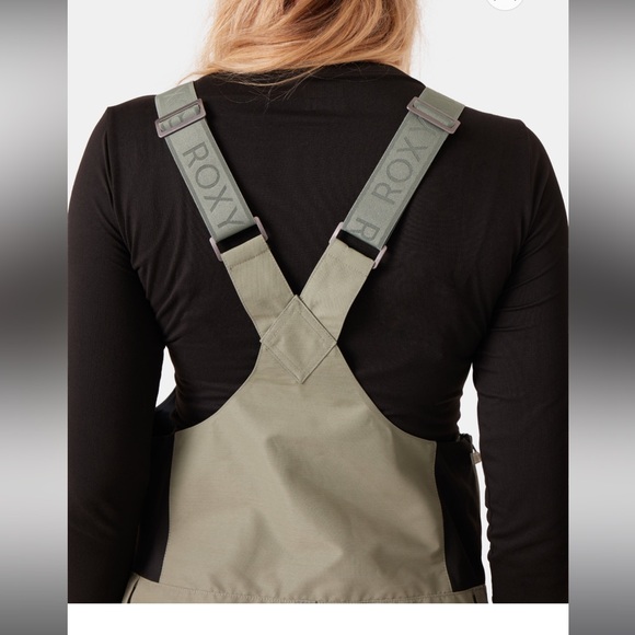 Roxy Rideout Green Ski or Snowboard Bib Pants - Picture 3 of 14